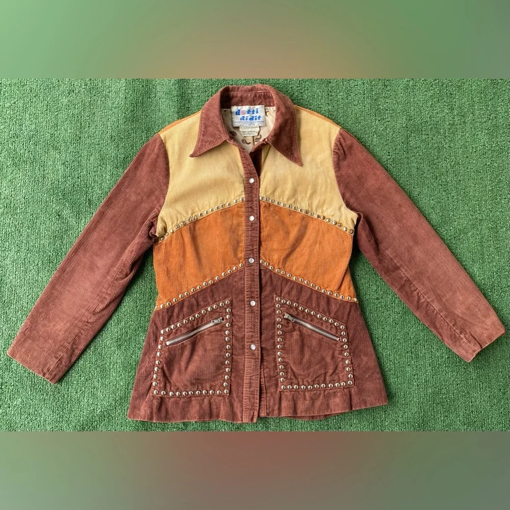 VTG 70’s Dotti Didit Corduroy Silver Studded Pearl Snap Jacket Women’s SZ Small - Picture 1 of 10